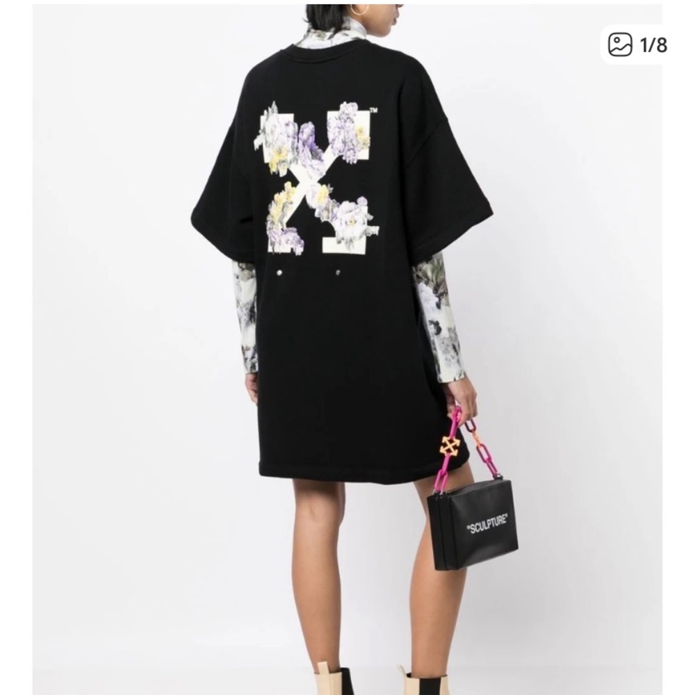 Off-White flower arrow sweatshirt snap dress XS